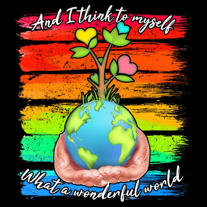 I Think To Myself What A Wonderful World Cropped Pullover Crew