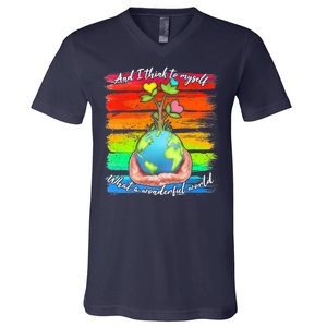 I Think To Myself What A Wonderful World V-Neck T-Shirt