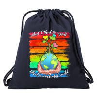 I Think To Myself What A Wonderful World Drawstring Bag
