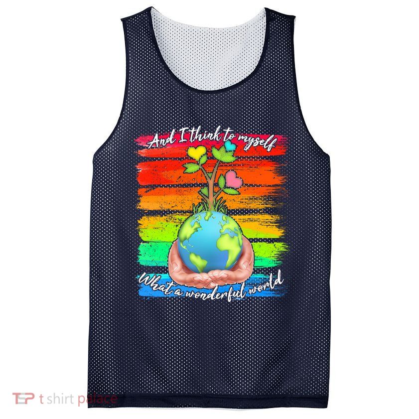 I Think To Myself What A Wonderful World Mesh Reversible Basketball Jersey Tank