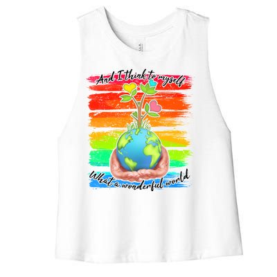 I Think To Myself What A Wonderful World Women's Racerback Cropped Tank