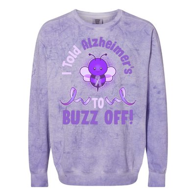 I Told Alzheimer's To Buzz Off Purple Ribbon Bee Colorblast Crewneck Sweatshirt