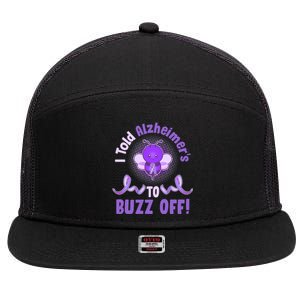 I Told Alzheimer's To Buzz Off Purple Ribbon Bee 7 Panel Mesh Trucker Snapback Hat