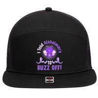 I Told Alzheimer's To Buzz Off Purple Ribbon Bee 7 Panel Mesh Trucker Snapback Hat