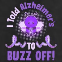 I Told Alzheimer's To Buzz Off Purple Ribbon Bee 7 Panel Mesh Trucker Snapback Hat