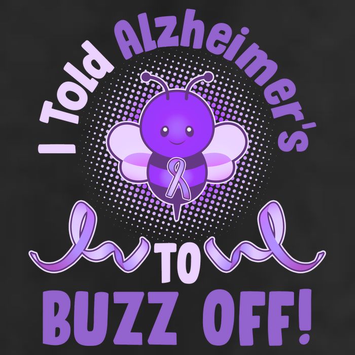 I Told Alzheimer's To Buzz Off Purple Ribbon Bee 7 Panel Mesh Trucker Snapback Hat