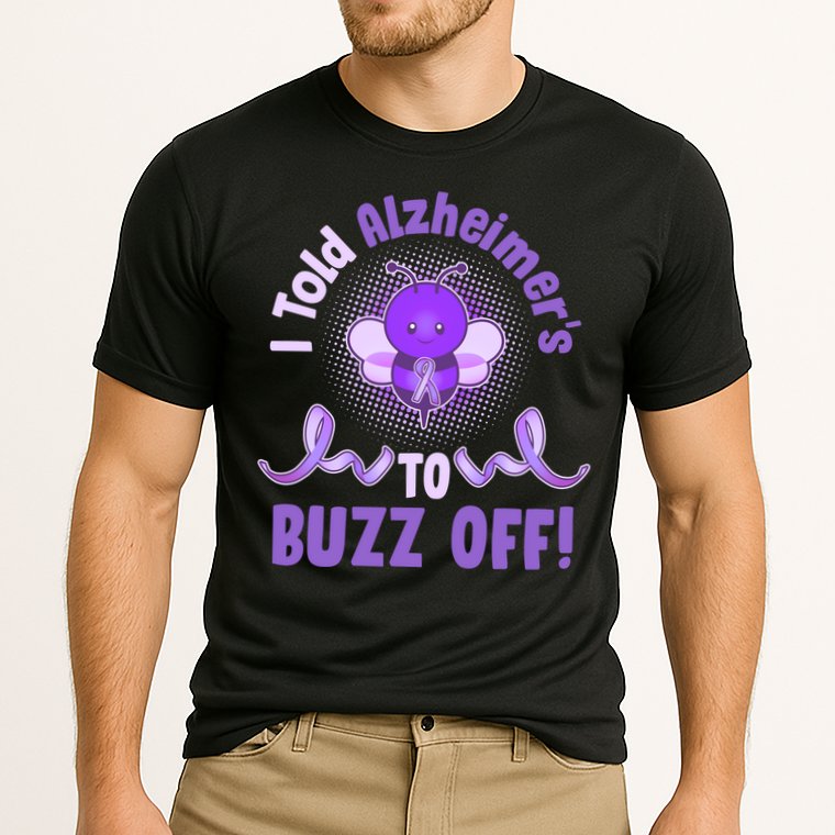 I Told Alzheimer's To Buzz Off Purple Ribbon Bee Cooling Performance Crew T-Shirt
