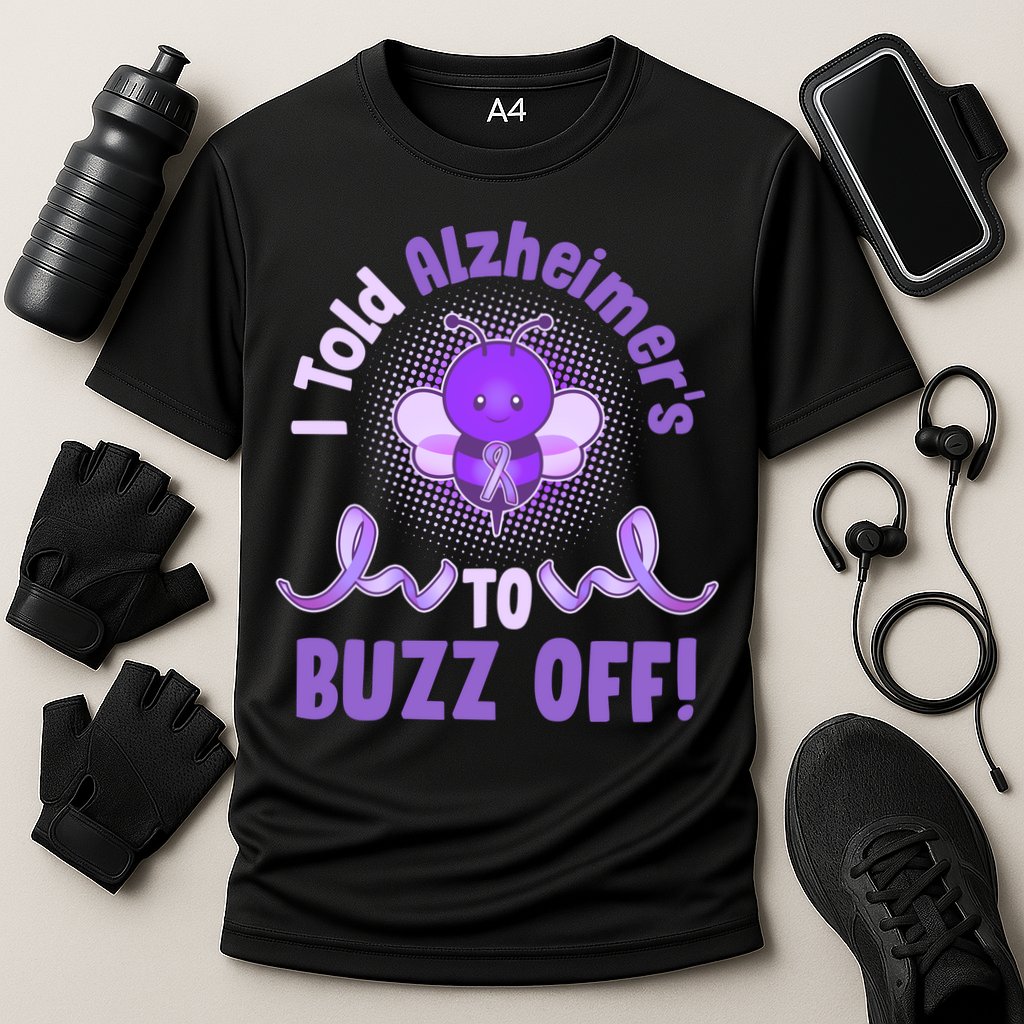 I Told Alzheimer's To Buzz Off Purple Ribbon Bee Cooling Performance Crew T-Shirt