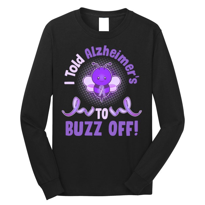 I Told Alzheimer's To Buzz Off Purple Ribbon Bee Long Sleeve Shirt