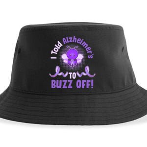 I Told Alzheimer's To Buzz Off Purple Ribbon Bee Sustainable Bucket Hat