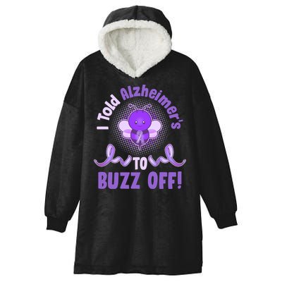 I Told Alzheimer's To Buzz Off Purple Ribbon Bee Hooded Wearable Blanket