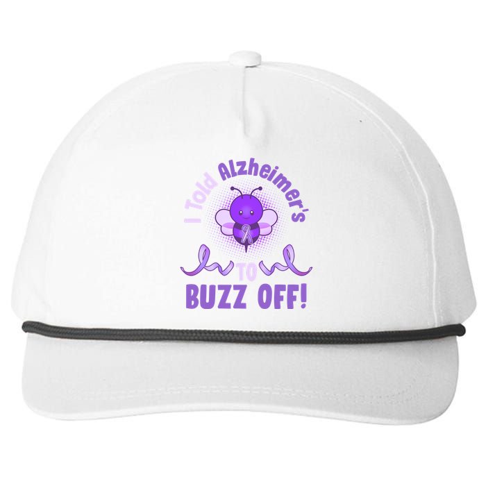 I Told Alzheimer's To Buzz Off Purple Ribbon Bee Snapback Five-Panel Rope Hat