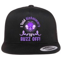 I Told Alzheimer's To Buzz Off Purple Ribbon Bee Flat Bill Trucker Hat