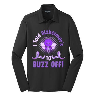 I Told Alzheimer's To Buzz Off Purple Ribbon Bee Silk Touch Performance Long Sleeve Polo