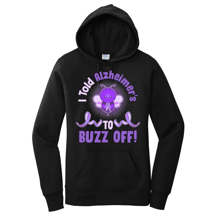 I Told Alzheimer's To Buzz Off Purple Ribbon Bee Women's Pullover Hoodie