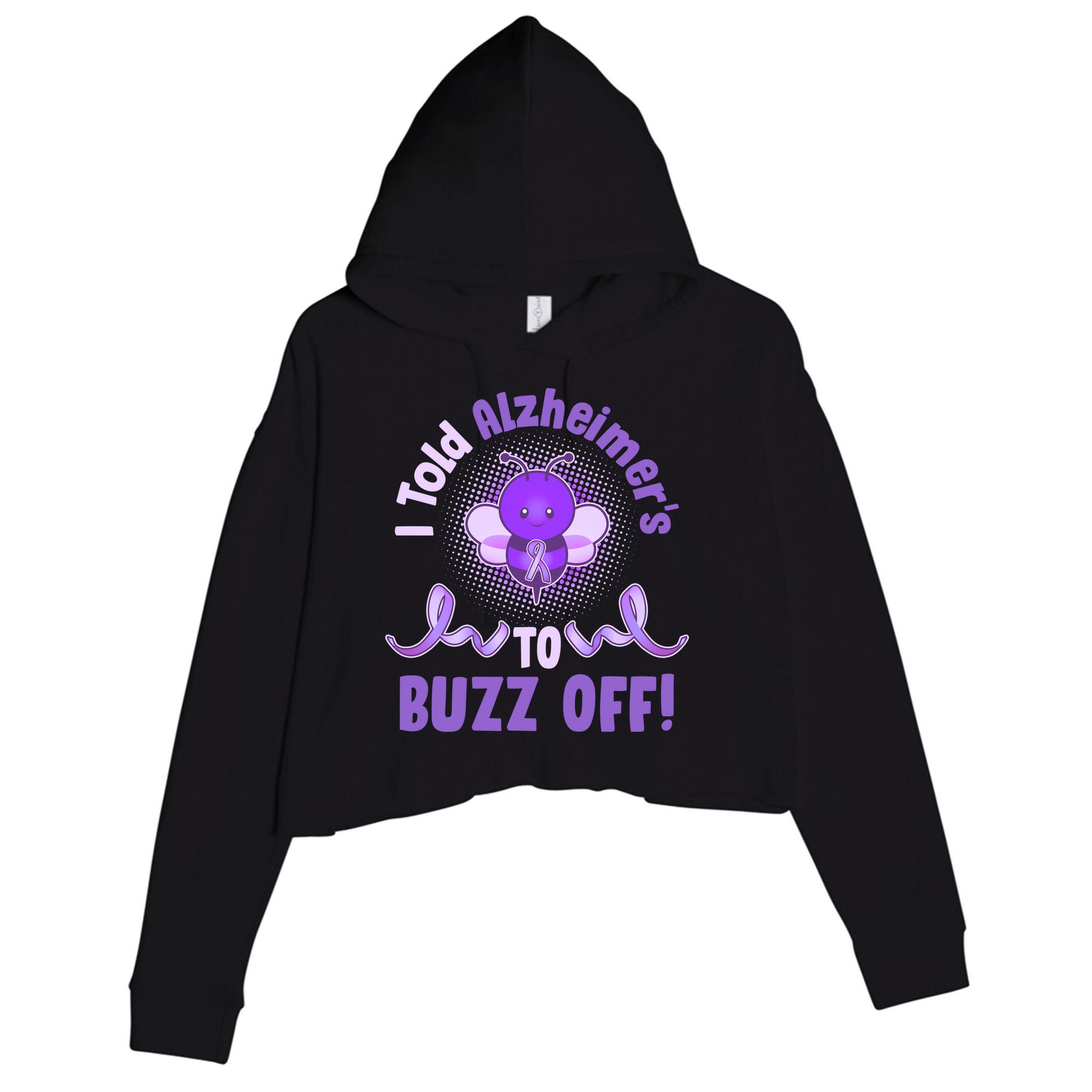 I Told Alzheimer's To Buzz Off Purple Ribbon Bee Crop Fleece Hoodie