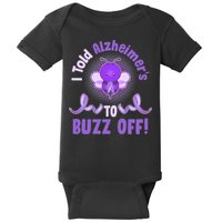 I Told Alzheimer's To Buzz Off Purple Ribbon Bee Baby Bodysuit