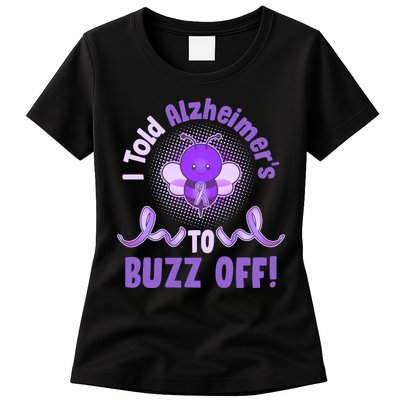 I Told Alzheimer's To Buzz Off Purple Ribbon Bee Womens T-Shirt
