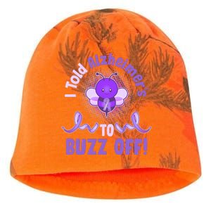 I Told Alzheimer's To Buzz Off Purple Ribbon Bee Kati - Camo Knit Beanie