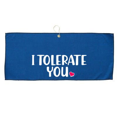 I Tolerate You Funny Anti Valentines Day Large Microfiber Waffle Golf Towel