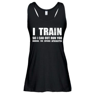 I Train So I Can Out Run You During A Zombie Apocalypse Ladies Essential Flowy Tank