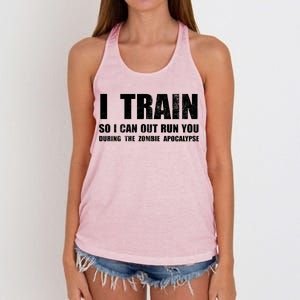 I Train So I Can Out Run You During A Zombie Apocalypse Women's Knotted Racerback Tank