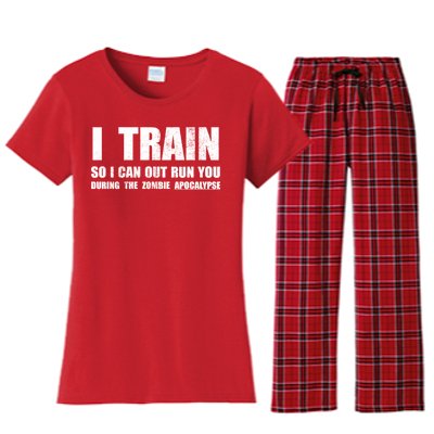 I Train So I Can Out Run You During A Zombie Apocalypse Women's Flannel Pajama Set