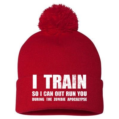 I Train So I Can Out Run You During A Zombie Apocalypse Pom Pom 12in Knit Beanie