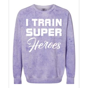 I Train Super Heroes Colorblast Crewneck Sweatshirt