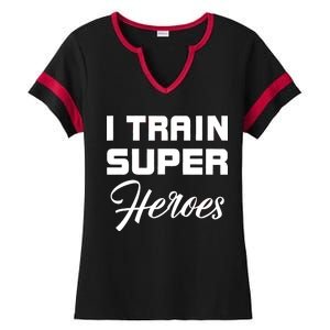 I Train Super Heroes Ladies Halftime Notch Neck Tee