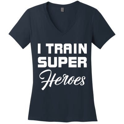 I Train Super Heroes Women's V-Neck T-Shirt