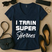 I Train Super Heroes Women's V-Neck T-Shirt