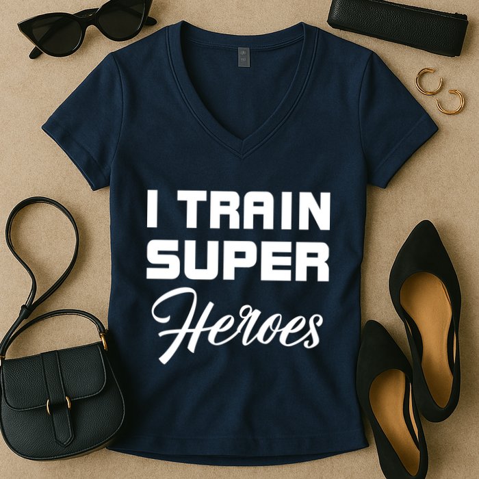 I Train Super Heroes Women's V-Neck T-Shirt