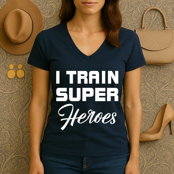 I Train Super Heroes Women's V-Neck T-Shirt