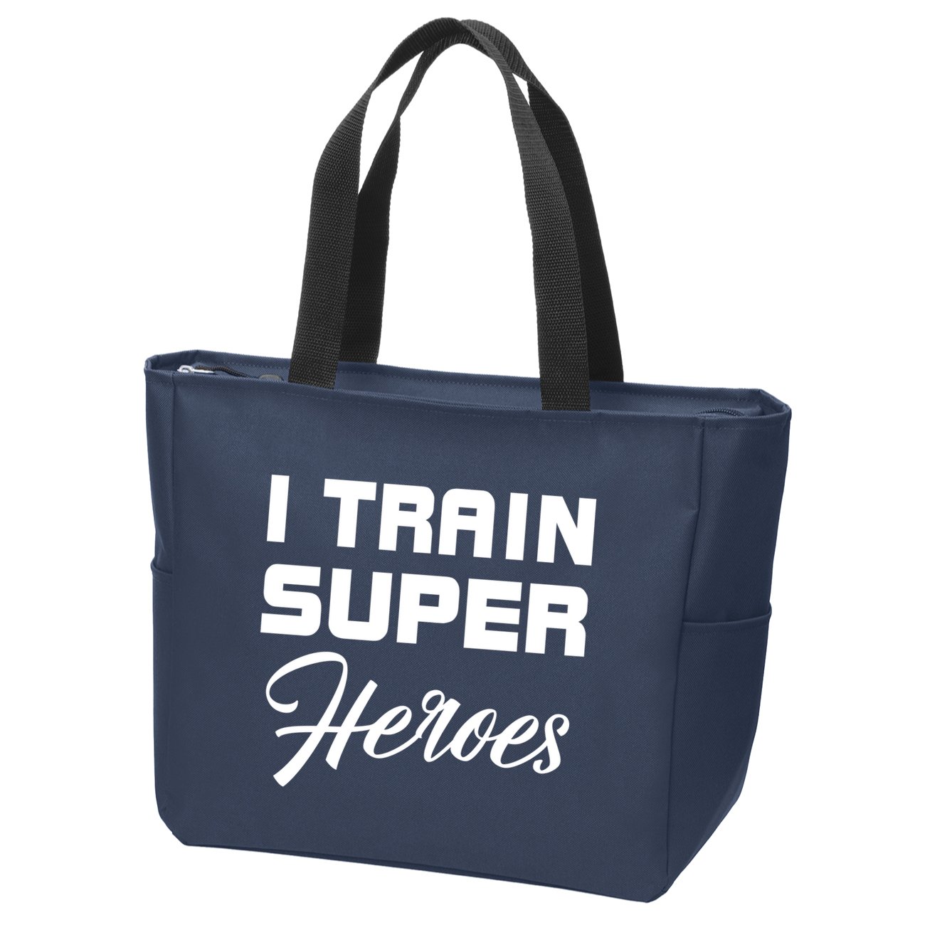 I Train Super Heroes Zip Tote Bag