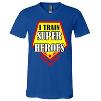 I Train Superheros V-Neck T-Shirt