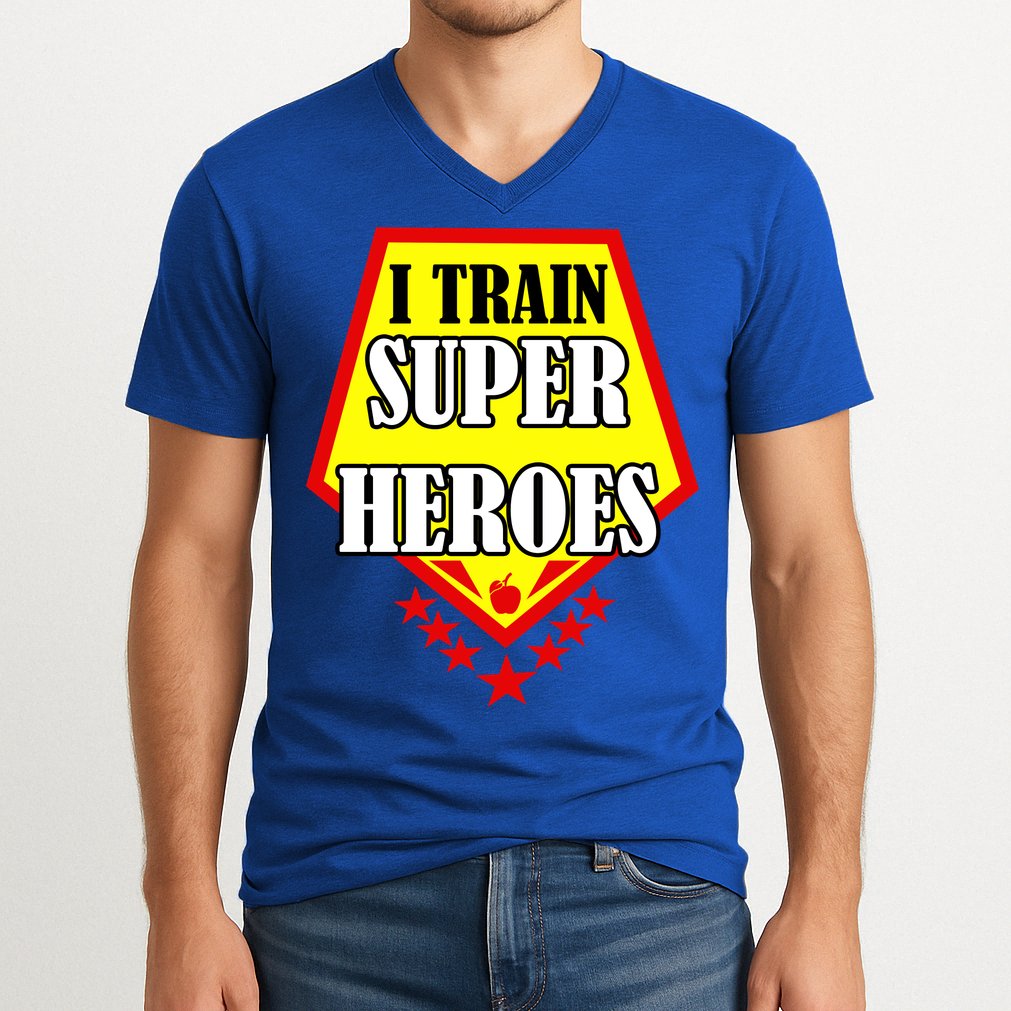 I Train Superheros V-Neck T-Shirt