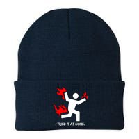 I Tried It At Home Funny Humor Knit Cap Winter Beanie