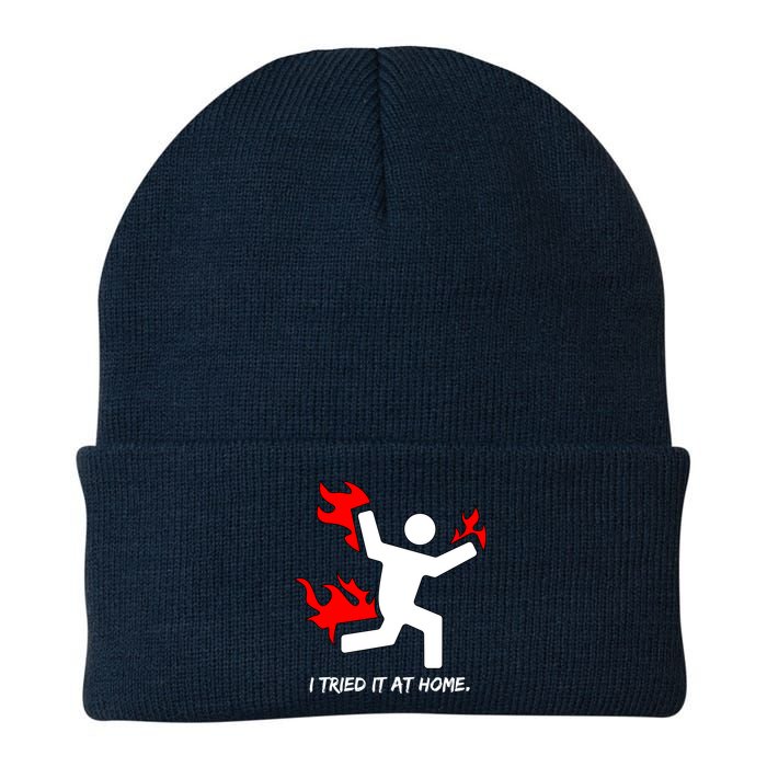 I Tried It At Home Funny Humor Knit Cap Winter Beanie