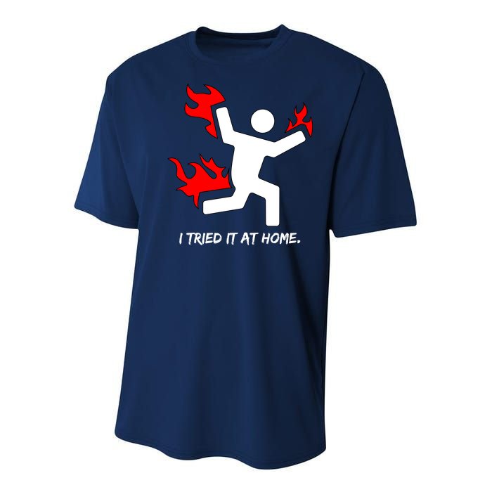 I Tried It At Home Funny Humor Youth Performance Sprint T-Shirt