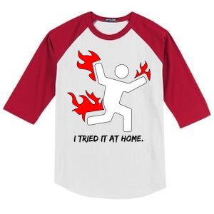 I Tried It At Home Funny Humor Kids Colorblock Raglan Jersey