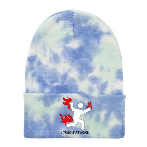 I Tried It At Home Funny Humor Tie Dye 12in Knit Beanie