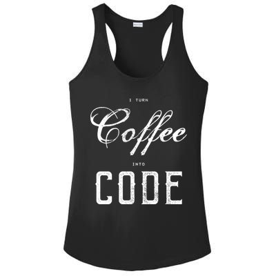 I Turn Coffee Into Code Ladies PosiCharge Competitor Racerback Tank