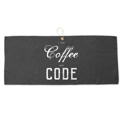 I Turn Coffee Into Code Large Microfiber Waffle Golf Towel