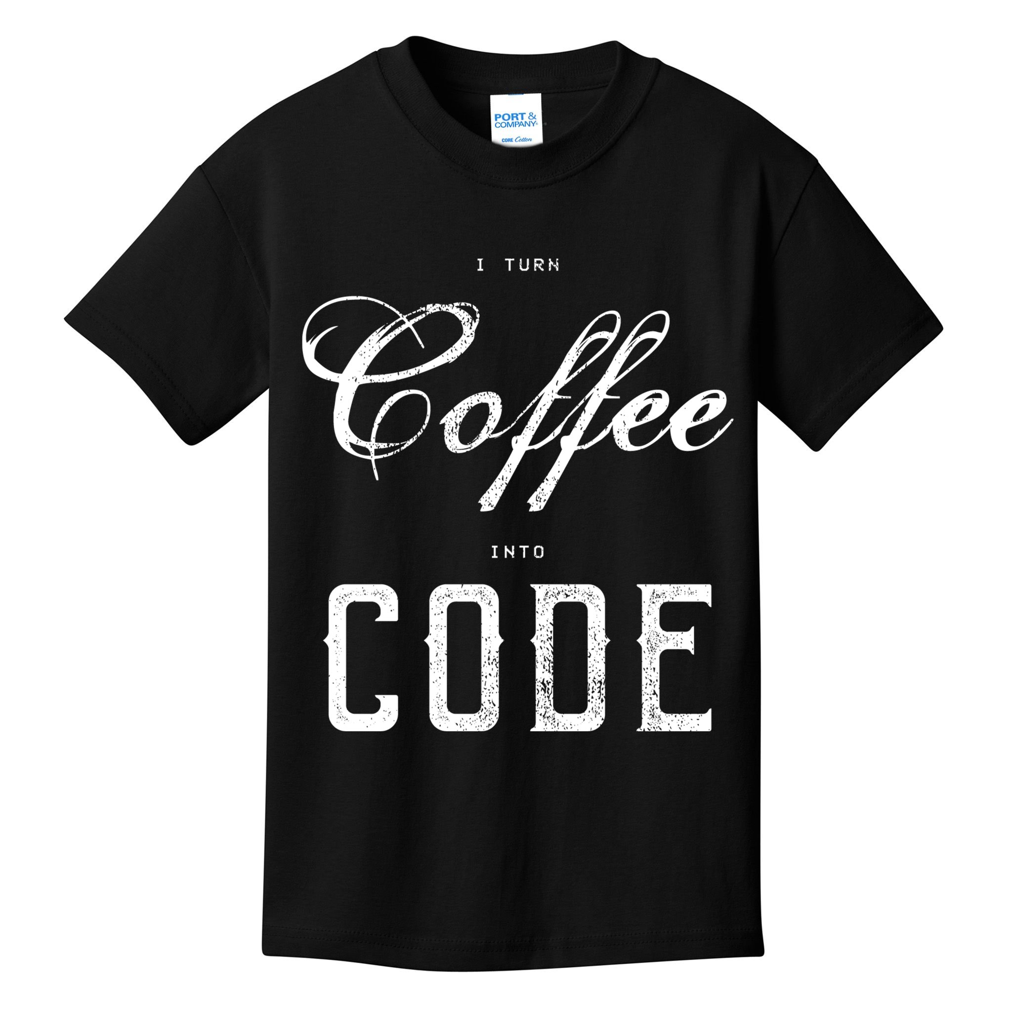 I Turn Coffee Into Code Kids T-Shirt