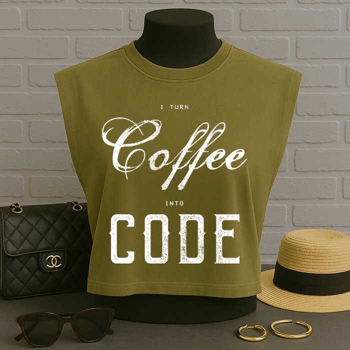 I Turn Coffee Into Code Garment-Dyed Women's Muscle Tee