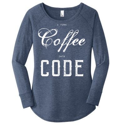 I Turn Coffee Into Code Women's Perfect Tri Tunic Long Sleeve Shirt