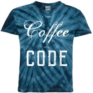 I Turn Coffee Into Code Kids Tie-Dye T-Shirt