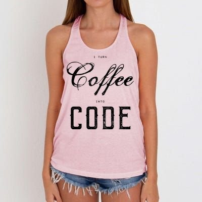 I Turn Coffee Into Code Women's Knotted Racerback Tank