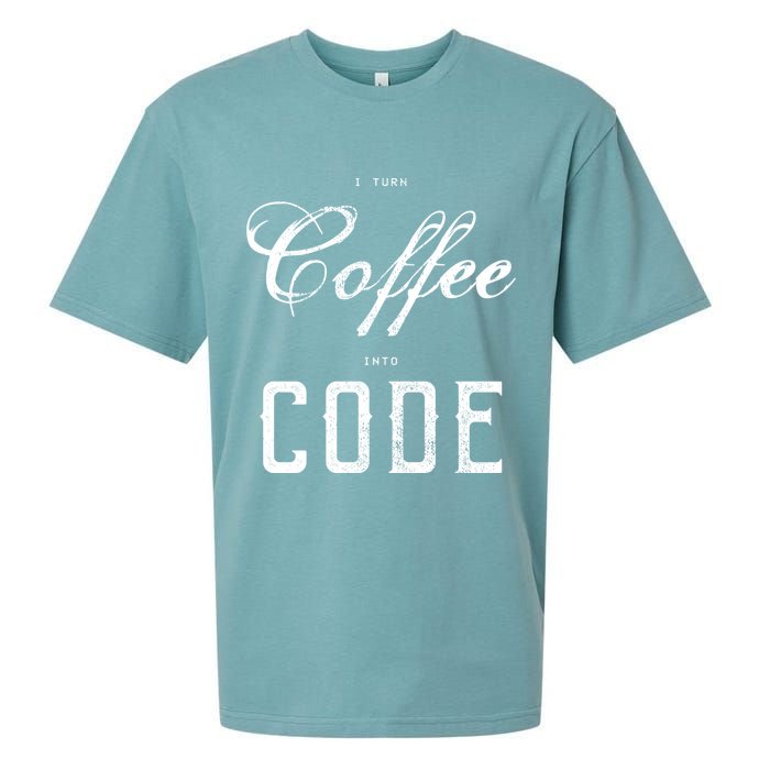 I Turn Coffee Into Code Sueded Cloud Jersey T-Shirt